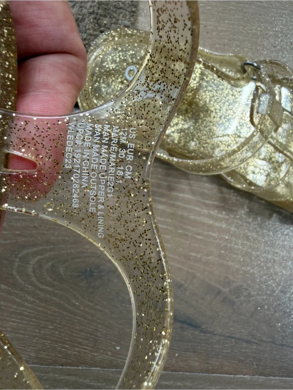 OshKosh B'gosh Gold Glitter Jelly Sandals with Ankle Strap